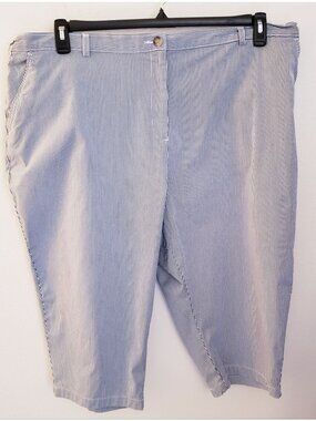 Lands End Blue White Striped Cotton Blend Casual Pants Size 26 WP